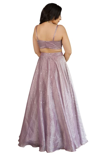 Buy_Shahmeen Husain_Purple Tissue, Silk Sequins Square Neck Embroidered Cape Lehenga Set _Online_at_Aza_Fashions