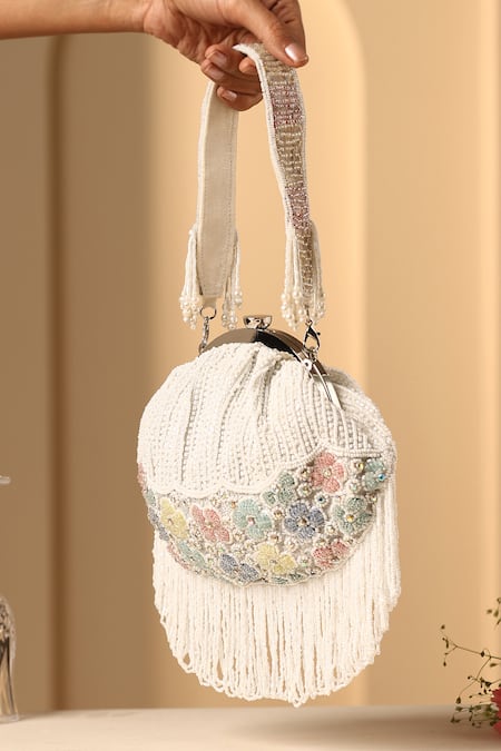 Swabhimann Fleur Pearl Embellished Clutch Bag