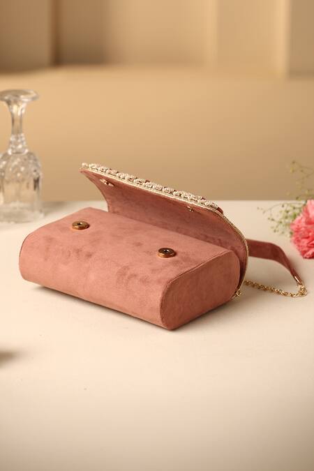 Swabhimann Pink Pearls, Beads, Stones Boho Cowrie Shell And Embellished Handbag Online at Aza Fashions Swabhimann_Pink Pearls, Beads, Stones Boho Cowrie Shell And Embellished Handbag _Online_at_Aza_Fashions