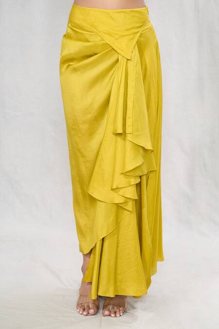 Anushree Reddy_Green Georgette Embroidery V-neck Floral Print Cape And Draped Skirt Set _Online_at_Aza_Fashions