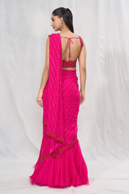 Anushree Reddy Pre-Draped Sequin Saree With Embroidered Blouse 