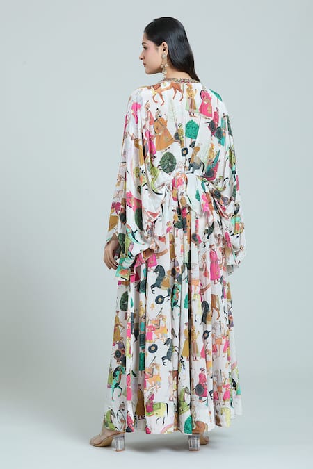 Rajat K Tangri Mughal Print Kaftan & Skirt Set 