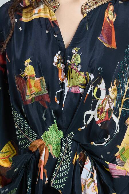 Buy Rajat K Tangri Black Crepe Embroidery Bandeau Neck Mughal Art Pattern Kaftan And Skirt Set Online at Aza Fashions Buy_Rajat K Tangri_Black Crepe Embroidery Bandeau Neck Mughal Art Pattern Kaftan And Skirt Set _Online_at_Aza_Fashions