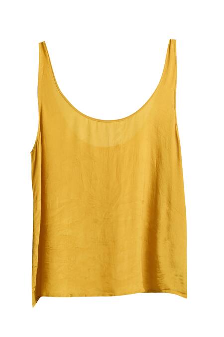 Shop Rajat K Tangri Yellow Cotton Embroidery Bandeau Neck Mughal Art Print Kaftan Top And Sharara Set Online at Aza Fashions Shop_Rajat K Tangri_Yellow Cotton Embroidery Bandeau Neck Mughal Art Print Kaftan Top And Sharara Set _Online_at_Aza_Fashions