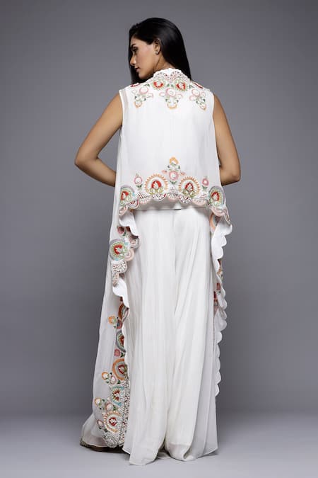 Sonali Gupta Floral Cutwork Cape Sharara Set 