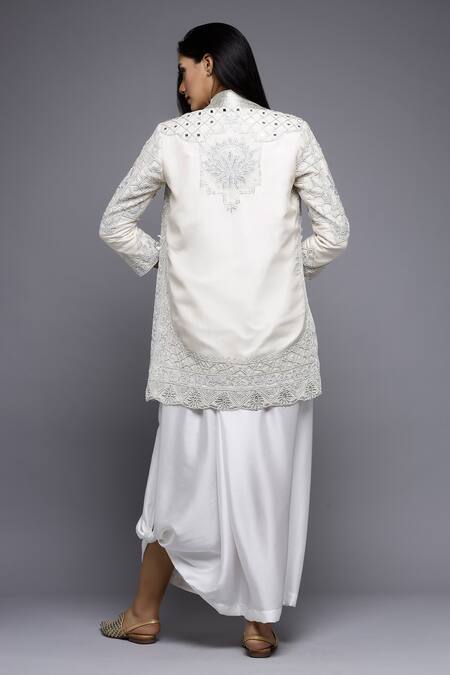 Sonali Gupta Embroidered Jacket & Draped Skirt Set 