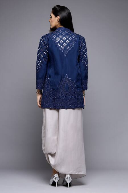 Sonali Gupta Mirror Embroidered Jacket & Draped Skirt Set 