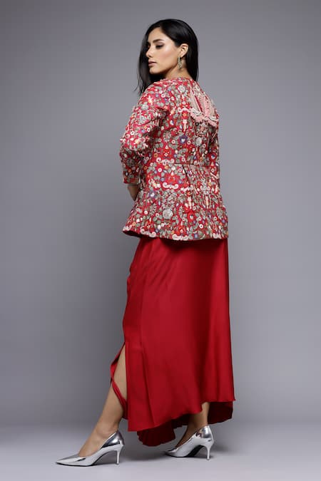 Sonali Gupta Mughal Jaal Embroidered Jacket & Draped Skirt Set 