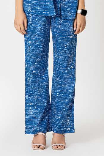 Buy_Kameez_Blue Cotton Print Dot Collar Neck Shirt With Pant_Online_at_Aza_Fashions
