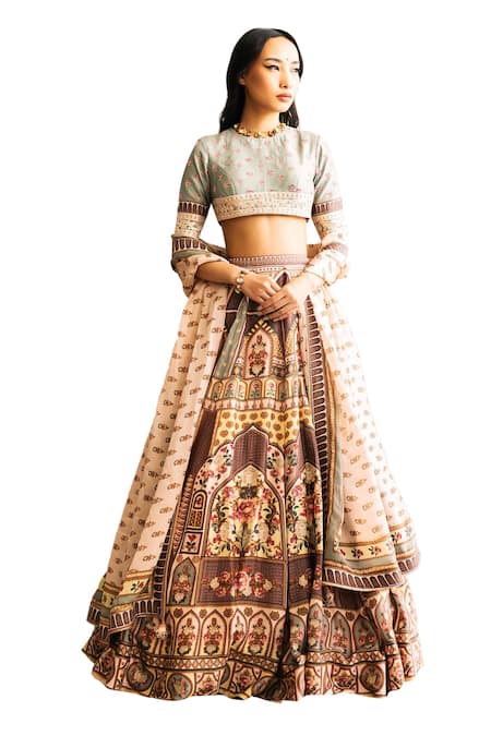 Falguni Shane Peacock Aphrodite Floral Printed Lehenga Set 