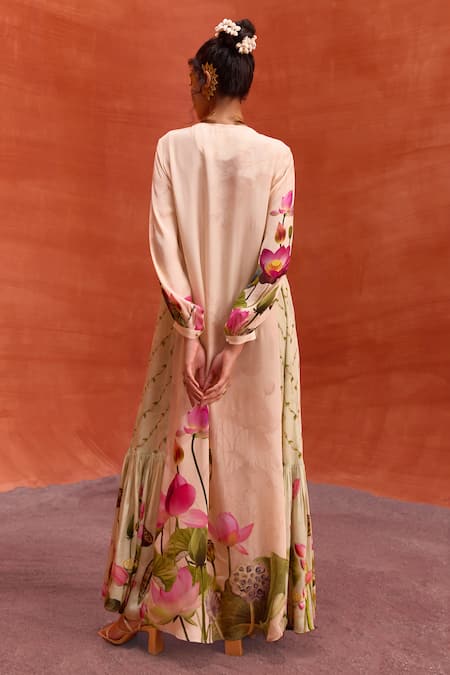 Kalista Naira Jalabiya Lotus Bloom Print Maxi Dress 