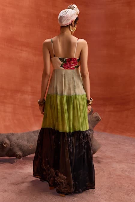 Kalista Maria Color Blocked Tiered Maxi Dress 