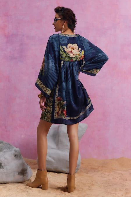 Kalista Simson Floral Pattern Flared Short Dress 