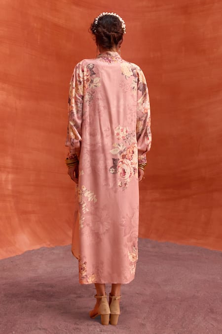 Kalista Tiffiny Floral Pattern Curved Hem Dress 