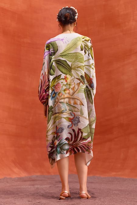 Kalista Elara Floral Pattern Kaftan Dress 