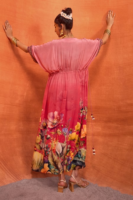 Kalista Bianca Botanic Bloom Print Kaftan 