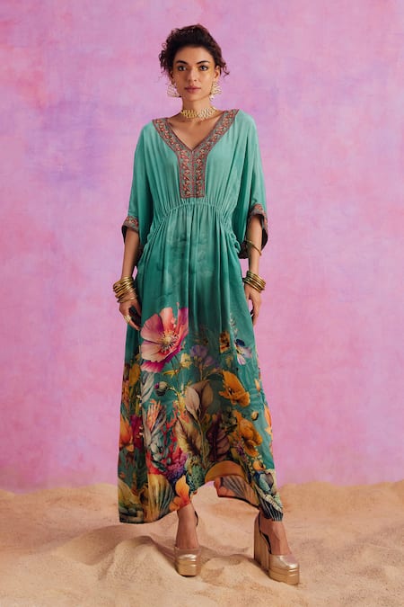 Kalista Bianca Botanic Fleur Print Kaftan 