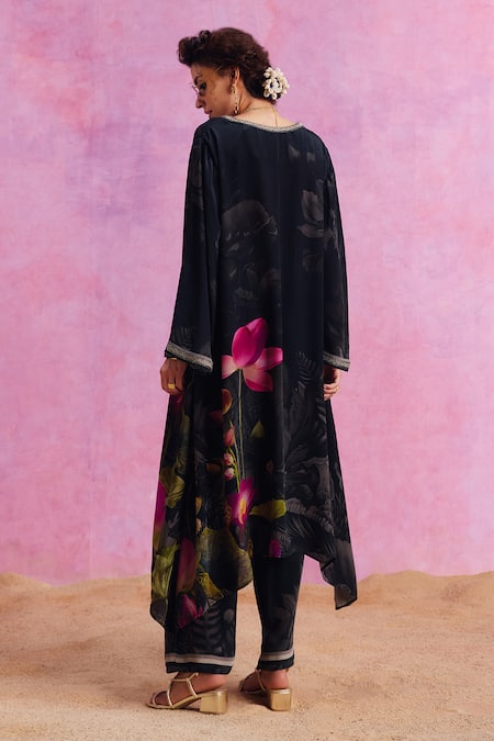 Kalista Luciana Lotus Bloom Print Kaftan With Pant 
