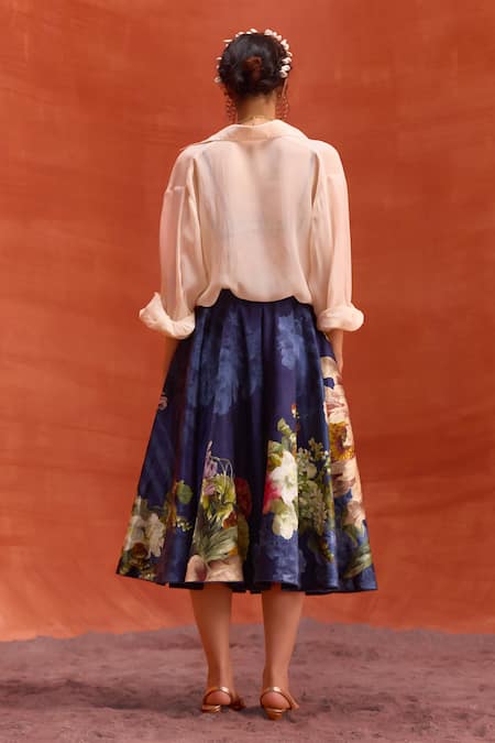 Kalista Melinda Gardenia Bloom Print Shirt Skirt Set 