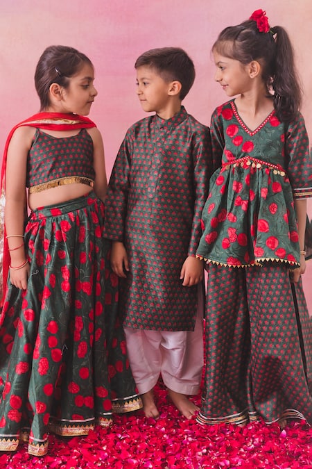 Chotibuti Green Chanderi, Rayon, Cotton Fleur Motif Print Kurta With Salwar at Aza Fashions Chotibuti_Green Chanderi, Rayon, Cotton Fleur Motif Print Kurta With Salwar _at_Aza_Fashions