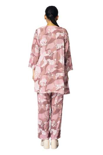 Buy Klad Pink Crepe Printed Dots Jacket Open Neck And Abstract Pant Set Online at Aza Fashions Buy_Klad_Pink Crepe Printed Dots Jacket Open Neck And Abstract Pant Set_Online_at_Aza_Fashions