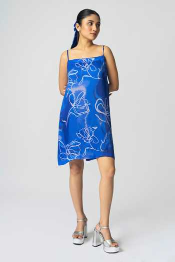 blue and white dress for bridal shower Vintage 1940's Blue Marble tie dye Slip Maxi Dress