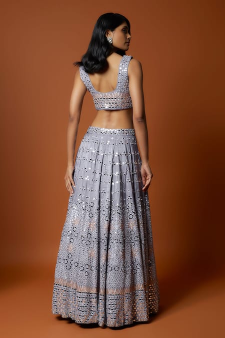 Mehak Murpana Mirror Embroidered Blouse Lehenga Set 