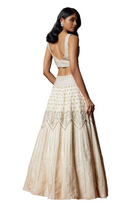 Shop Mehak Murpana Ivory Silk, Organza, Crepe Sequins, Embroidery Thread Blouse Lehenga Set Online at Aza Fashions Shop_Mehak Murpana_Ivory Silk, Organza, Crepe Sequins, Embroidery Thread Blouse Lehenga Set _Online_at_Aza_Fashions