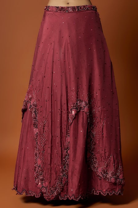 Shop Mehak Murpana Red Organza, Crepe Embroidery, Sequins, Beads V-neck And Lehenga Set Online at Aza Fashions Shop_Mehak Murpana_Red Organza, Crepe Embroidery, Sequins, Beads V-neck And Lehenga Set _Online_at_Aza_Fashions