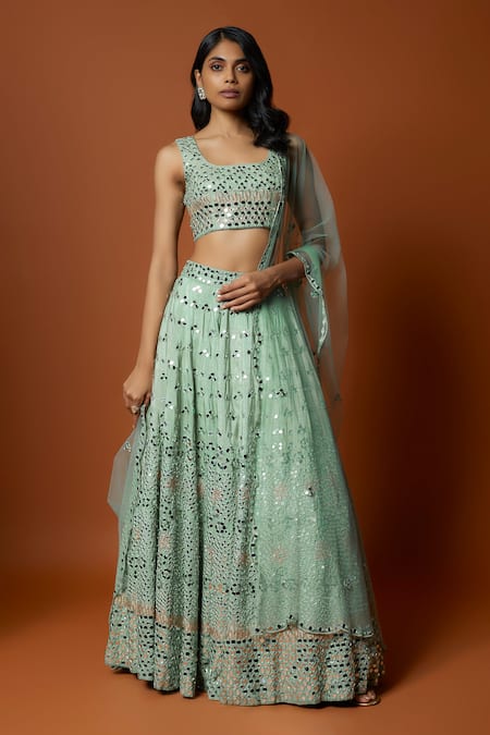 Mehak Murpana Mirror & Thread Embroidered Lehenga Set 