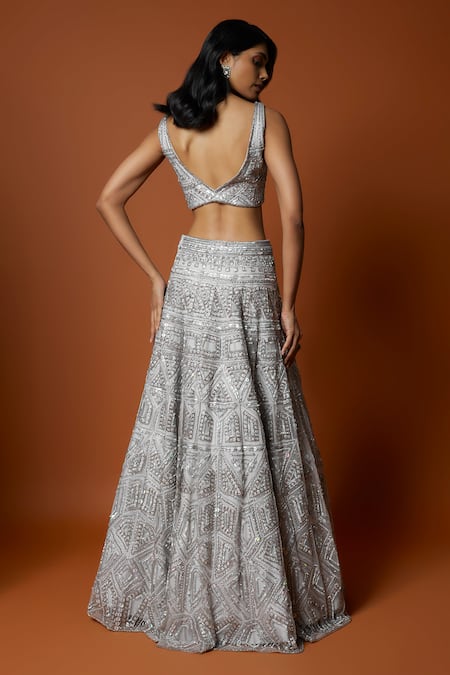 Mehak Murpana Silver Net, Linen Sequins, Embroidery And Thread Lehenga Set Online at Aza Fashions Mehak Murpana_Silver Net, Linen Sequins, Embroidery And Thread Lehenga Set _Online_at_Aza_Fashions