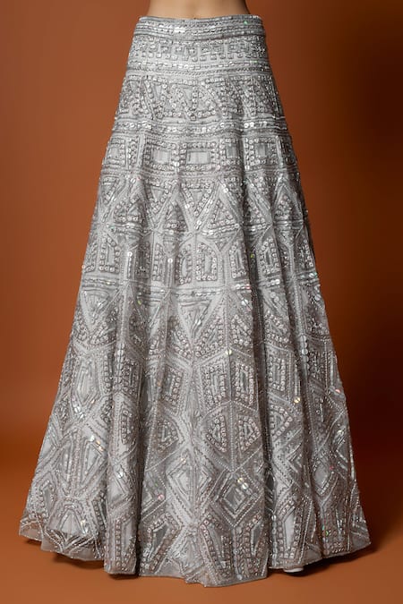 Buy Mehak Murpana Silver Net, Linen Sequins, Embroidery And Thread Lehenga Set Online at Aza Fashions Buy_Mehak Murpana_Silver Net, Linen Sequins, Embroidery And Thread Lehenga Set _Online_at_Aza_Fashions