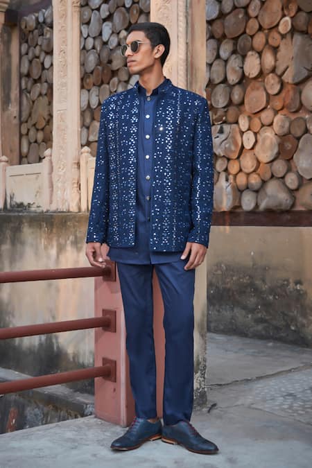 Bohame Owen Chikankari Embroidered Jacket With Kurta Set 