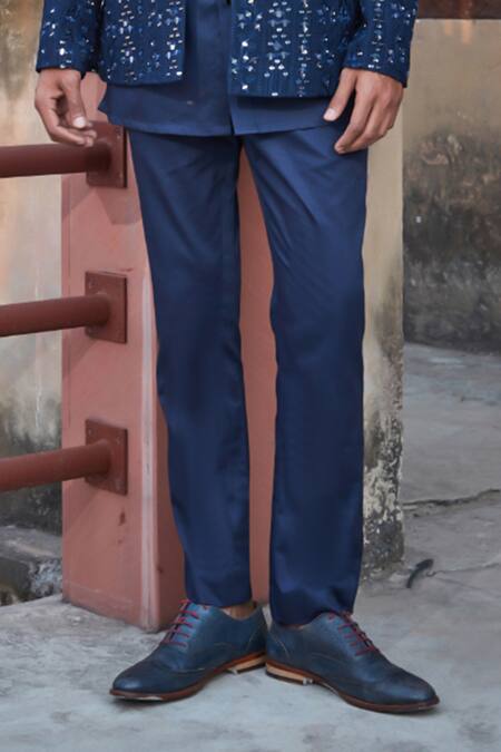 Bohame Blue Georgette, Cotton Satin Embroidery, Owen Chikankari Jacket With Kurta Set Online at Aza Fashions Bohame_Blue Georgette, Cotton Satin Embroidery, Owen Chikankari Jacket With Kurta Set_Online_at_Aza_Fashions