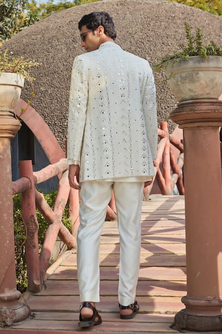 Bohame Zach Chikankari Embroidered Jacket With Kurta Set 