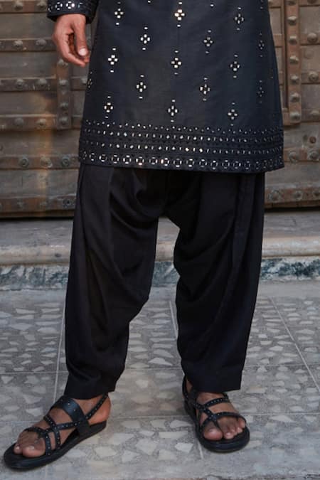 Buy Bohame Black Silk, Rayon Mirrors Quinn Chikankari Embroidered Kurta With Salwar Online at Aza Fashions Buy_Bohame_Black Silk, Rayon Mirrors Quinn Chikankari Embroidered Kurta With Salwar_Online_at_Aza_Fashions