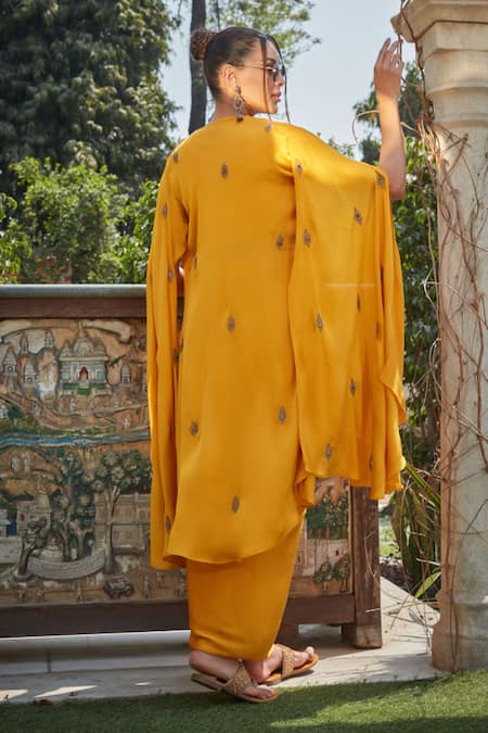 Bohame Riley Zari Embroidered Asymmetric Cape Skirt Set 