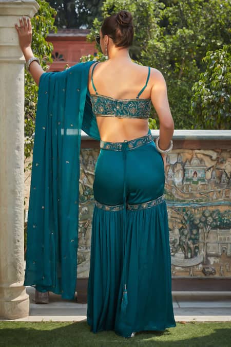 Bohame Fia Sequin Embroidered Pre-Draped Concept Saree Set 