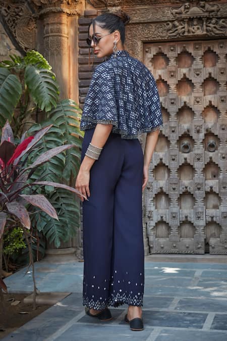 Bohame Keira Geometric Chikankari Embroidered Cape Sharara Set 