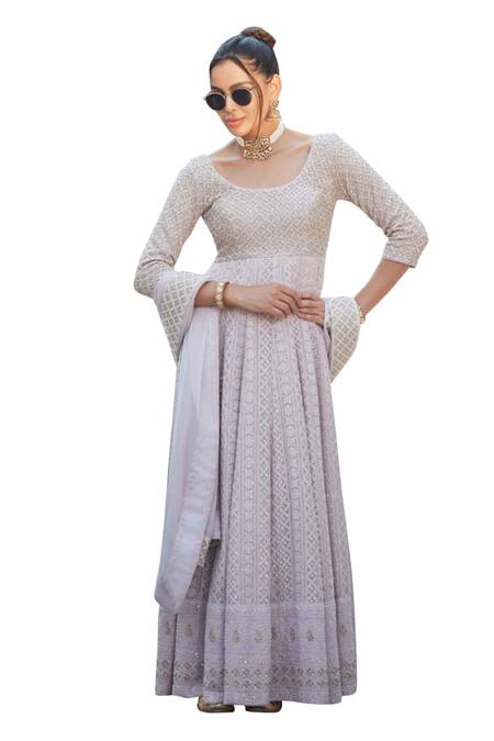 Bohame Purple Georgette Keely Floral Chikankari Embroidered Anarkali With Dupatta Online at Aza Fashions Bohame_Purple Georgette Keely Floral Chikankari Embroidered Anarkali With Dupatta _Online_at_Aza_Fashions