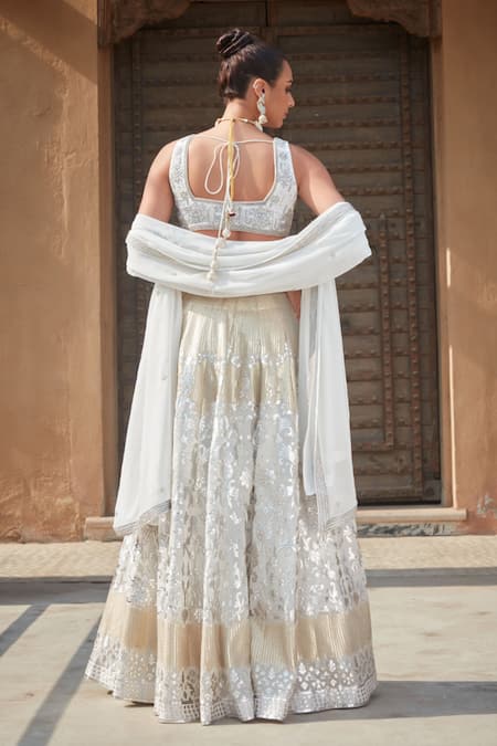 Bohame Mona Chikankari Embroidered Sequined Lehenga Set 