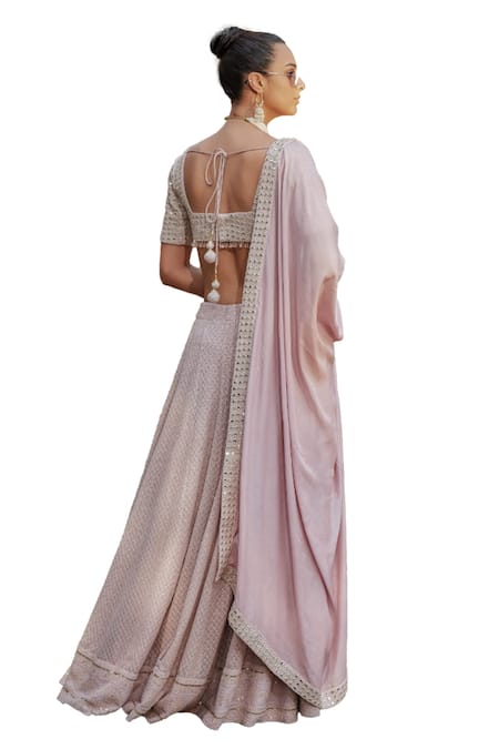 Buy_Bohame_Purple Georgette Sequins, Mirrors Merrin Chikankari Embroidered Lehenga Set _Online_at_Aza_Fashions