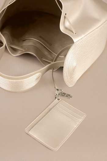 Ampm Cream Haya Corded Bucket Handbag at Aza Fashions Ampm_Cream Haya Corded Bucket Handbag _at_Aza_Fashions