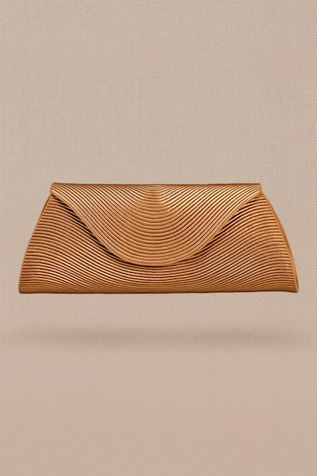 Ampm_Gold Ida Corded Clutch _Online_at_Aza_Fashions