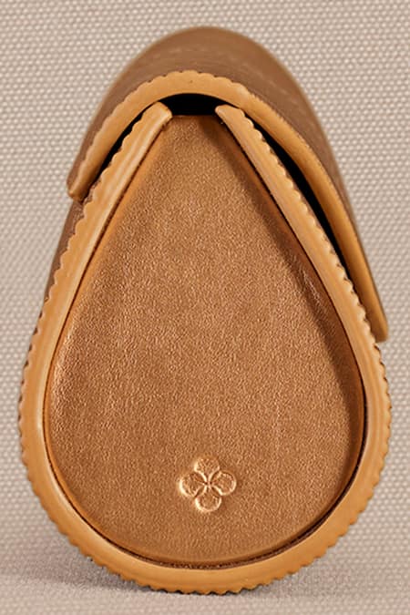 Ampm_Gold Ida Corded Clutch _at_Aza_Fashions