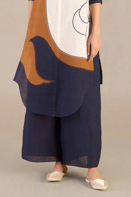 Buy Ampm Beige Linen Collared Kara Abstract Print Tunic And Palazzo Set Online at Aza Fashions Buy_Ampm_Beige Linen Collared Kara Abstract Print Tunic And Palazzo Set _Online_at_Aza_Fashions