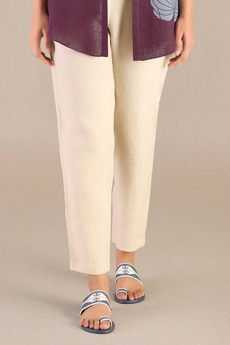 Buy_Ampm_Beige Linen Collared Tara Abstract Pattern Shirt Pant Set_Online_at_Aza_Fashions