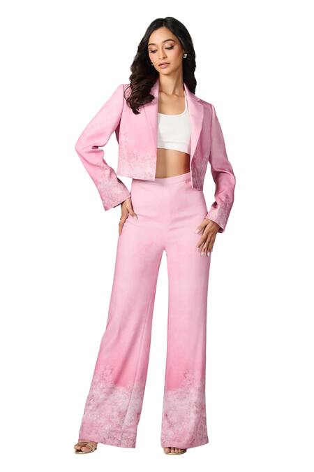 S&N By Shantnu Nikhil_Pink Floral Print Pant_Online_at_Aza_Fashions