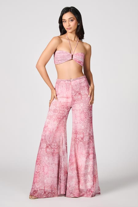 S&N by Shantnu Nikhil Floral Print Flared Pant 