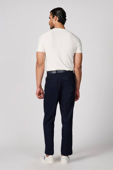 Shop S&N By Shantnu Nikhil White Viscose Embroidery Crest Round Neck T-shirt at Aza Fashions Shop_S&N By Shantnu Nikhil_White Viscose Embroidery Crest Round Neck T-shirt_at_Aza_Fashions